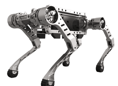 Front three-quarter view of the Black Panther X open-frame robot